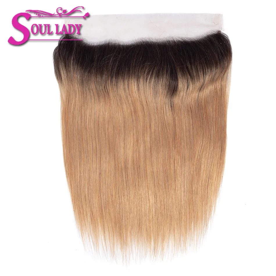 

Soul Lady Ombre 13x4 Ear To Ear Lace Frontal Closure Brazilian Straight Hair T1b/27 Two Tone Non Remy Human Hair Frontal Closure