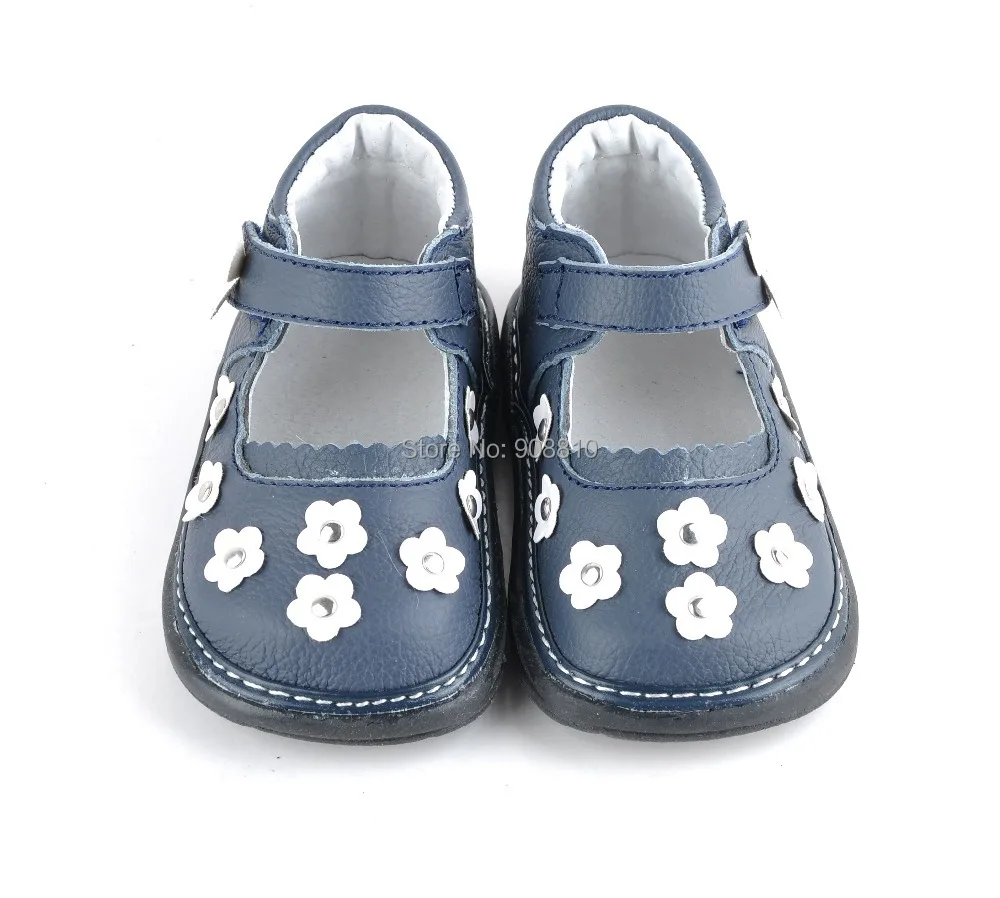 girls shoes genuine leather lovely small flowers mary jane flat sole