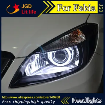 

Free shipping ! Car styling LED HID Rio LED headlights Head Lamp case for Skoda Fabia 2015 Bi-Xenon Lens low beam
