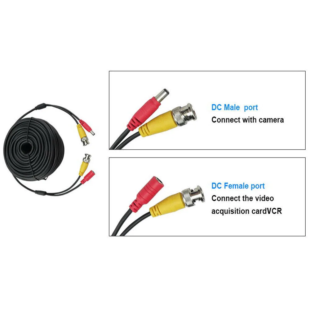 15 м 49ft BNC + DC Мощность Аудио Видео кабель av Extension Line Провода для видеонаблюдения Камера DVR