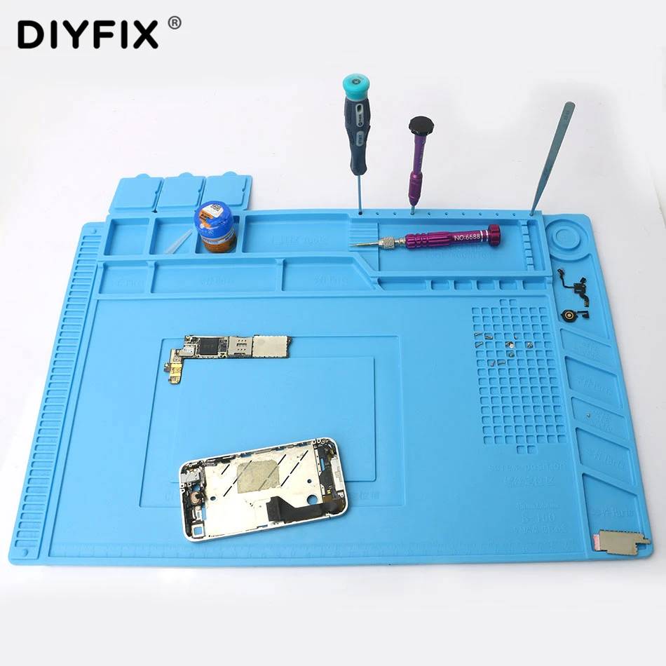 DIYFIX 45x30 см теплоизоляция силиконовый коврик стол коврик техническое обслуживание платформы для BGA паяльная ремонтная станция с магнитной секцией