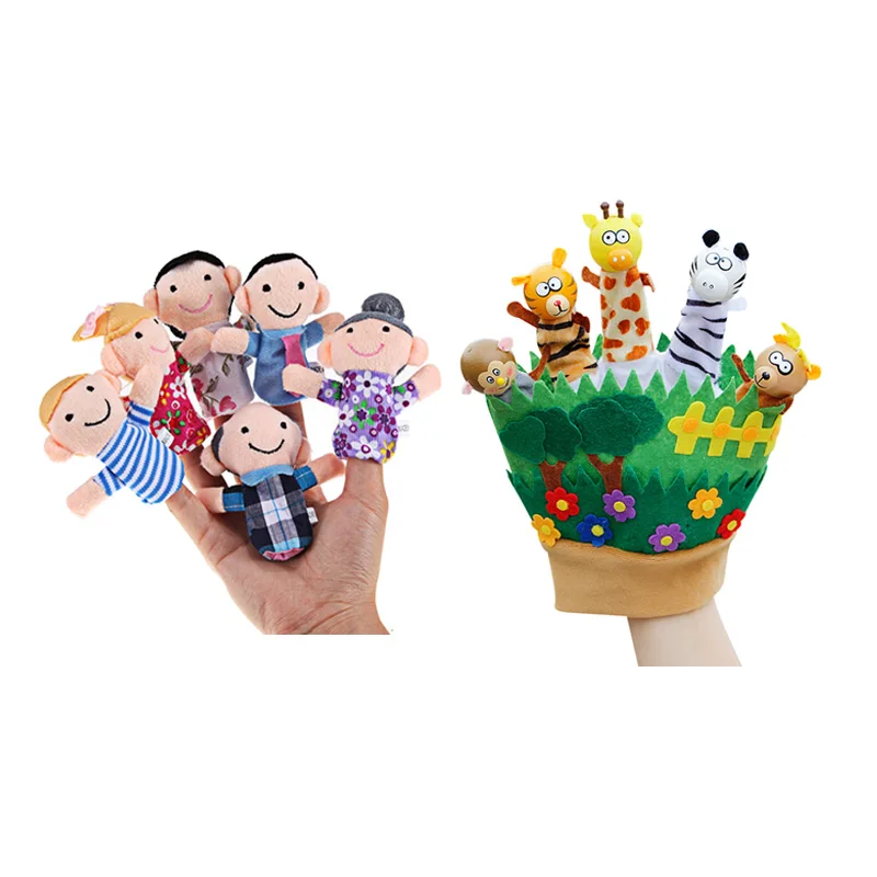 

Hot Family Hand Finger Puppets Baby Funny Plush Toys Cartoon Animal Cloth Dolls Hand Puppet Stuffed Finger Dolls Toys Xmas Gifts