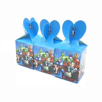

Hot Sale 12pcs/lot Avengers Theme Kid Birthday Party Candy Box Decoration Wedding Anniversary Avengers Candy Gift Box Supply