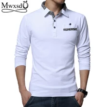 Марка mwxsd повседневная мужская рубашка поло модный мужской сплошной тонкий крой длинный рукав хлопок рубашка поло camisa рубашка поло мужская M-5XL