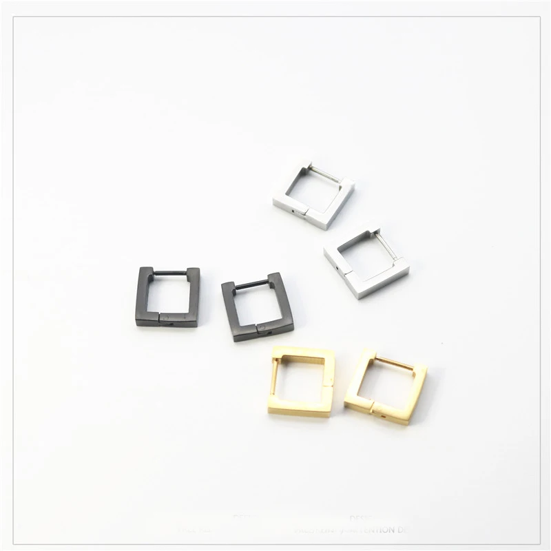 

BEAUCHAMP 1pcs/lot Bijoux Triangle square Shape Earrings Hoops Loops Styles Punk Gothic Women Mens Stainless Steel Jewelry