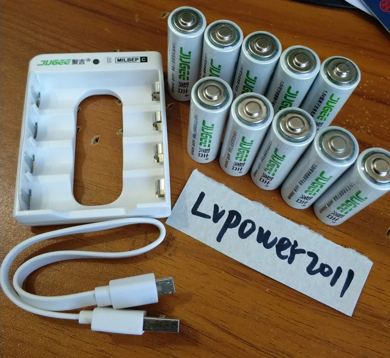 jugee 10pcs 1.5v 2400mWh AA rechargeable Li polymer li ion polymer