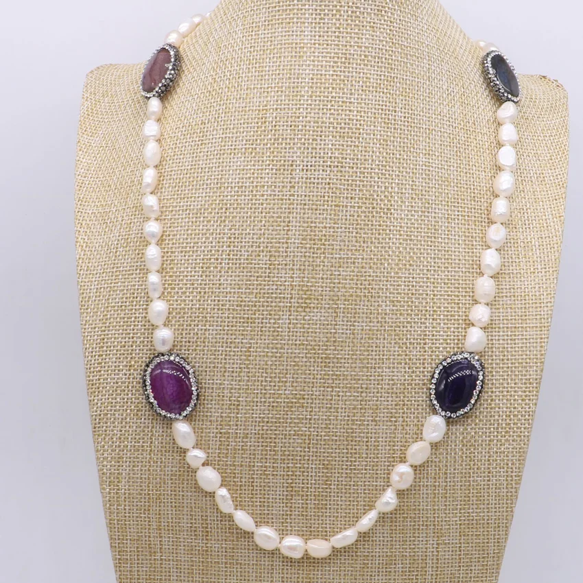 4 нити ручной работы натуральный жемчуг ожерелье с разноцветными натуральными камнями жемчужное ожерелье драгоценные камни ювелирные изделия для женщин стиль 850