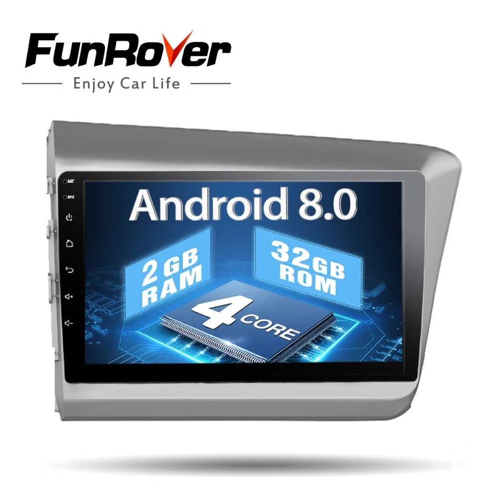 

Funrover 9" 2 din Android 8.0 Car Radio DVD player multimedia GPS For Honda Civic 2011-2015 stereo navi video audio wifi RDS map
