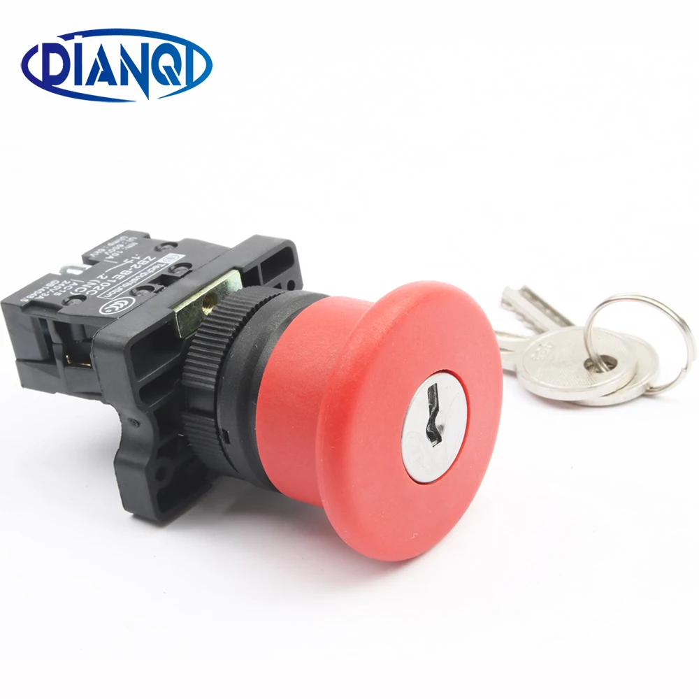E STOP Emergency Red Round Push Pull Pushbutton 22mm 2NC Contact Block 250VAC 6A