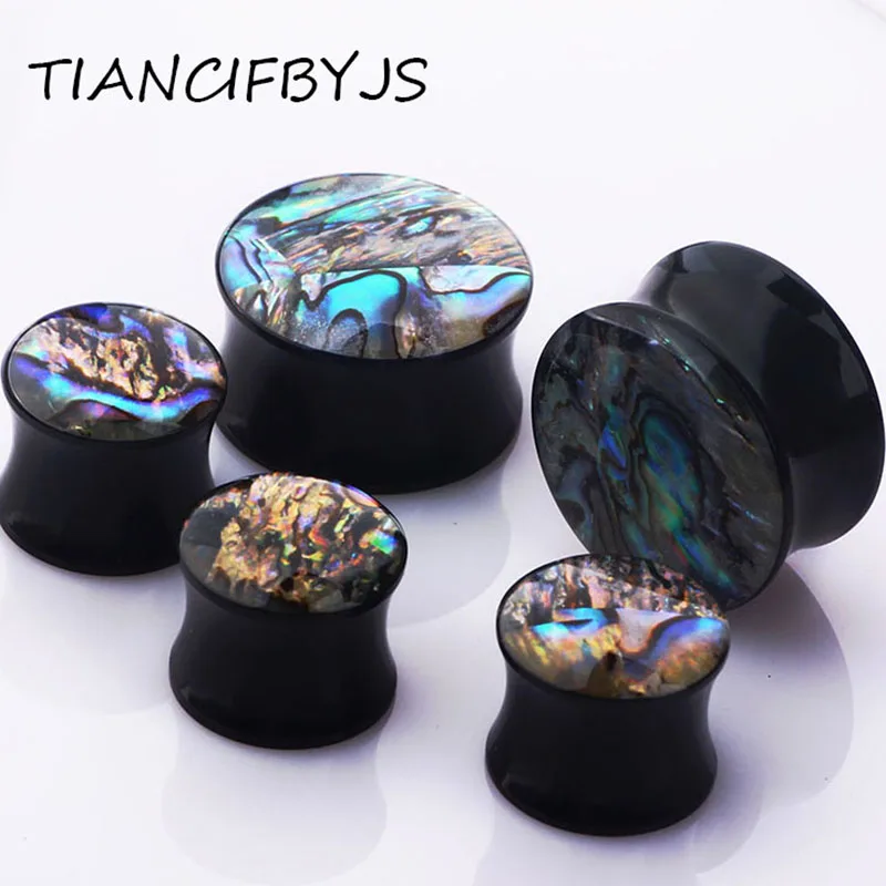 

Туннели TIANCIFBYJS ручной работы с инкрустацией морской ракушки, акриловые Заглушки для ушей, туннели, Калибр 8-20 мм, туннели для тела, ювелирных изделий