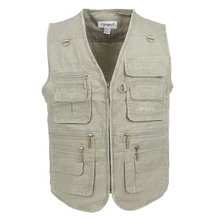 Fishing Vest Male With Many Pockets Men Sleeveless Jacket Blue Waistcoat Work Vests Outdoors Vest Plus Large Size 10XL