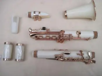 

white Clarinet kit Bb 17 key golden plated parts