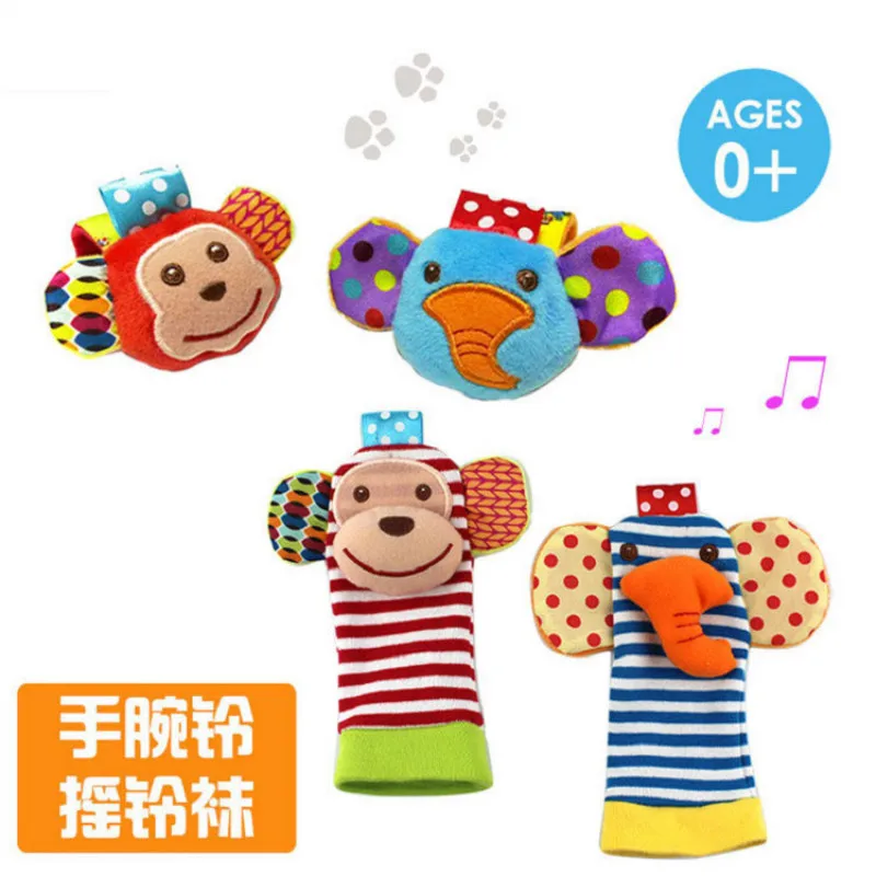 

Animal Elephant And Monkey Sock Wrist Band Plush Rattle Educational Toy For Children Birthday Gift Suitable For Bed Stroller Toy