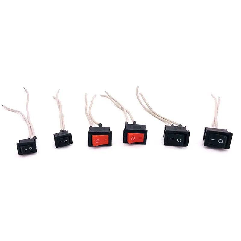 

10pcs Black Red Rocker Switch 20 Amp DC, Round Light 12 V Volt Kit Car 2Pin Switch Cable Wire Square Switch