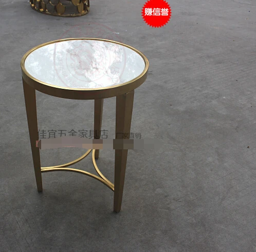 Stainless steel small round tea table.