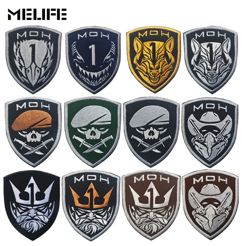 

Hunting accessories Patch Honor Medal of honor MOH King Eagle Wolf Skull Tactical Military Patches Army Embroidery badges black