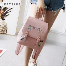 LEFTSIDE Mode Rose Floral PU Sac À Dos En Cuir Femmes Broderie Sac D’école Pour Jeunes Filles Dames Petits Sacs À Dos Sac à Dos
