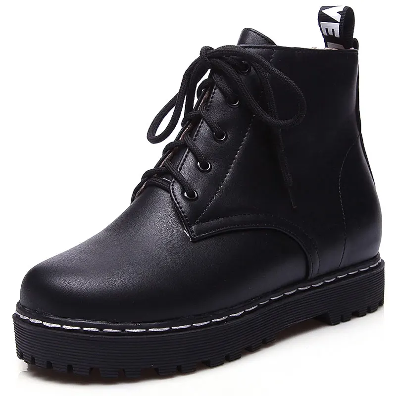 

Fashion 2016 winter ankle boots women Soft leather Lacing Within the higher fashion boots Low-heeled boots size 32-43 T1574