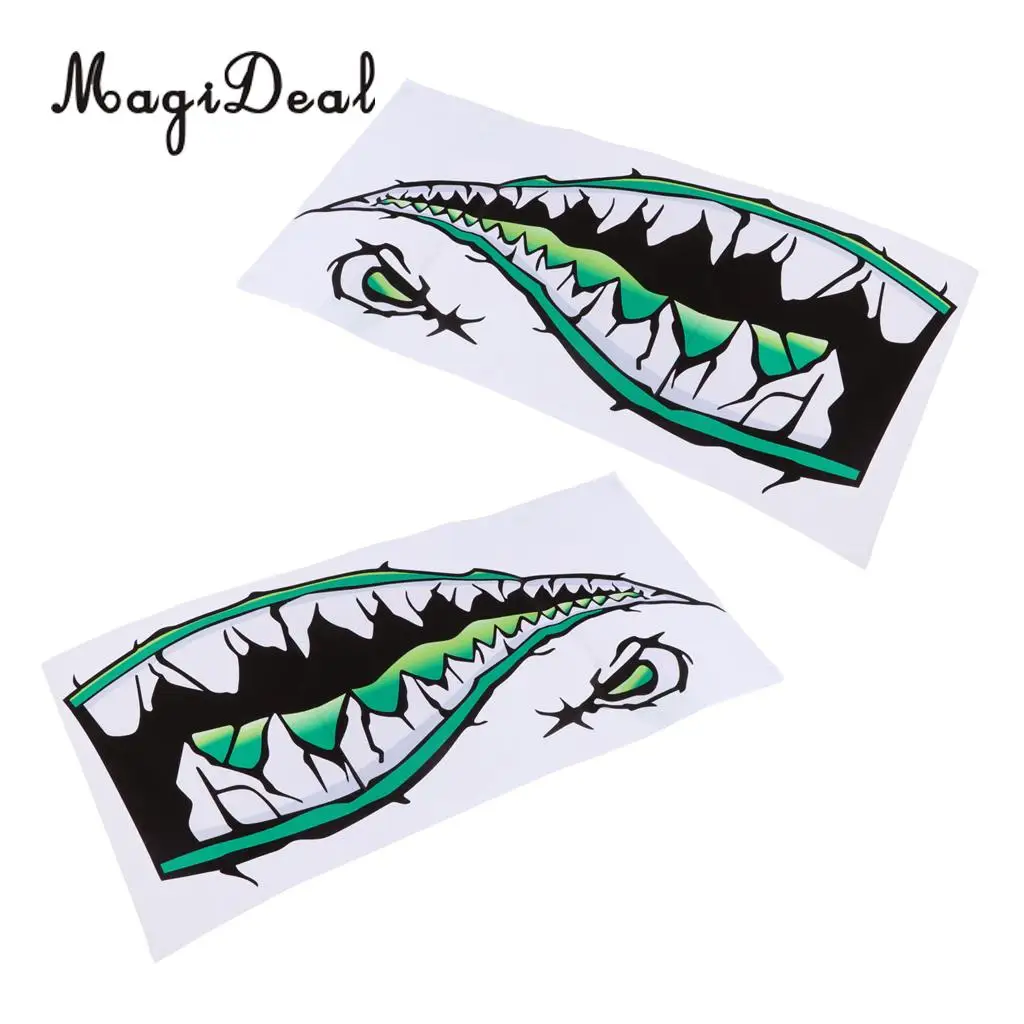 MagiDeal 2Pcs Large Waterproof Shark Teeth Mouth Decals Sticker for Kayak Fishing Dinghy Boat Surfboard Car Truck Bumper Laptop