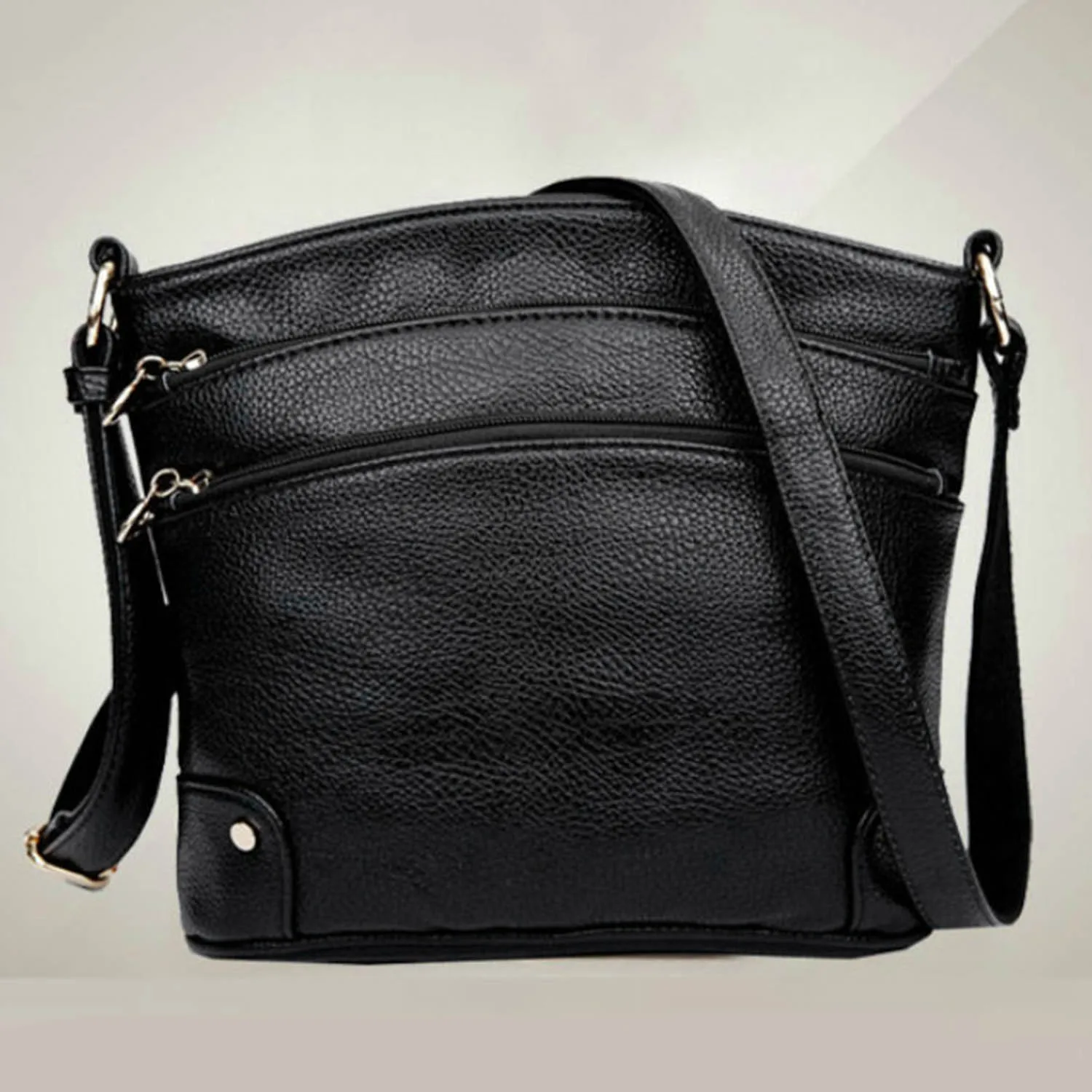 

FGGS-Aibkhk New Simple Leather Crossbody Bags For Women Messenger Bags Handbags Women Famous Brands Three Zipper Shoulder Bag