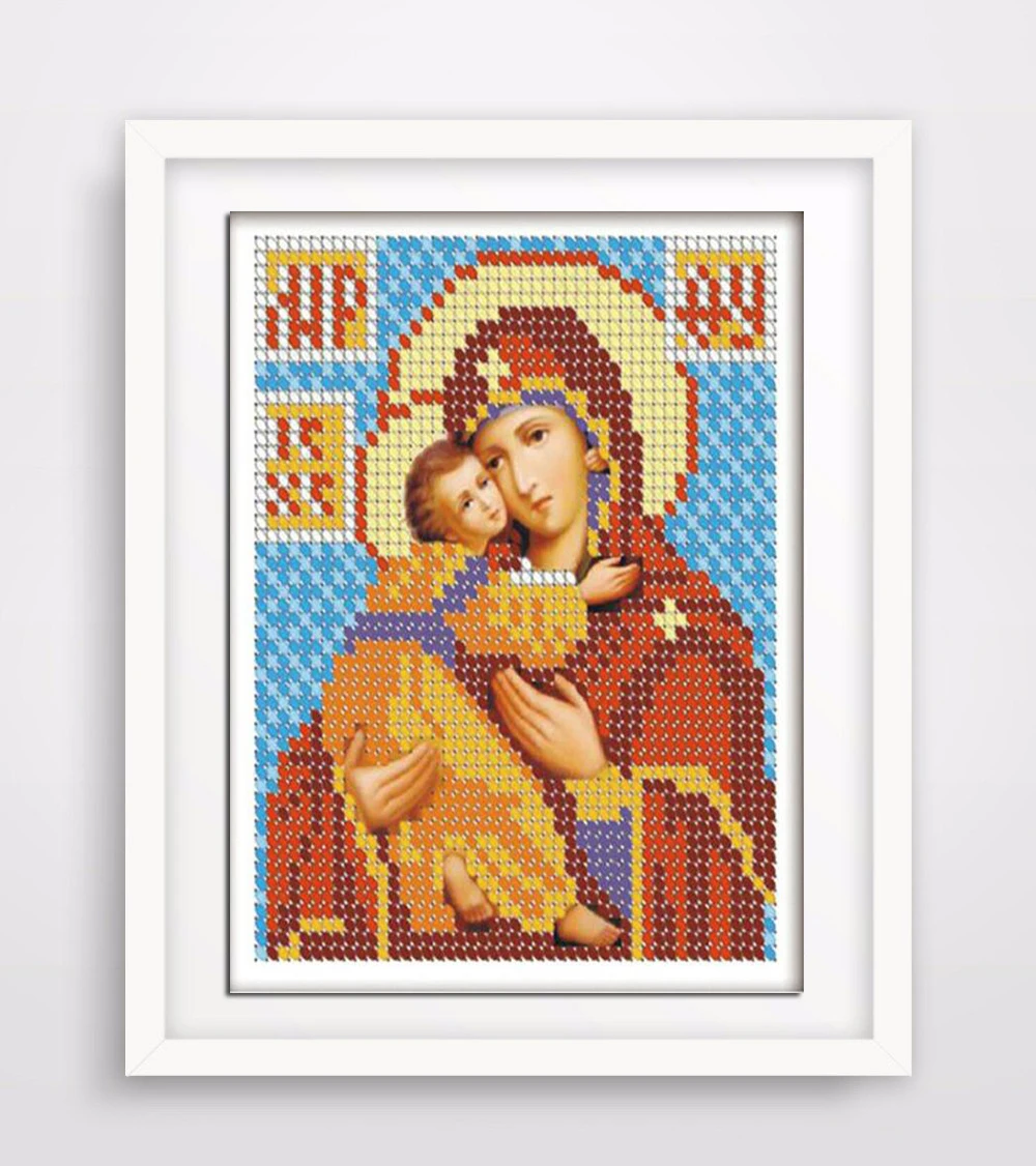 

5D DIY Diamond Painting Religion Round Resin Rhinestone Pasted Cross-Stitch Handmade Icon Embroidery For Home Decoration WQ39