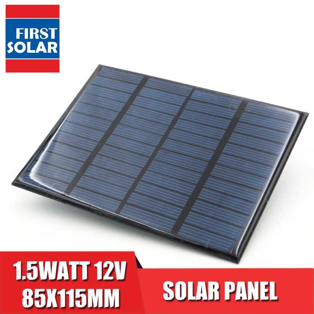 

12V 1.5W Solar Panel Standard Epoxy Polycrystalline Silicon DIY Battery Power Charge Module 115x85mm Mini Solar Cell