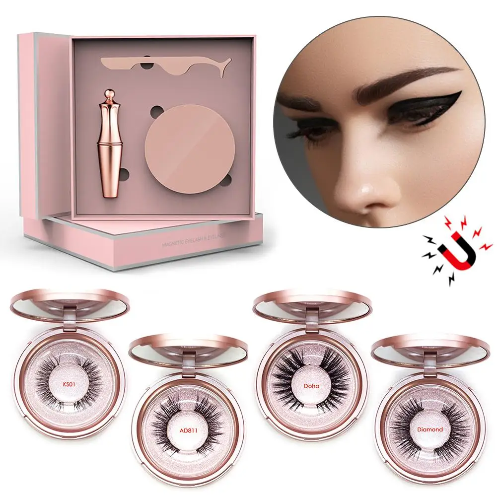 

New Pink High-end Gift Box Trendy Magnetic Liquid EyelinerEyeliner Set Magnetic Eyeliner Set Magnetic False Eyelashes