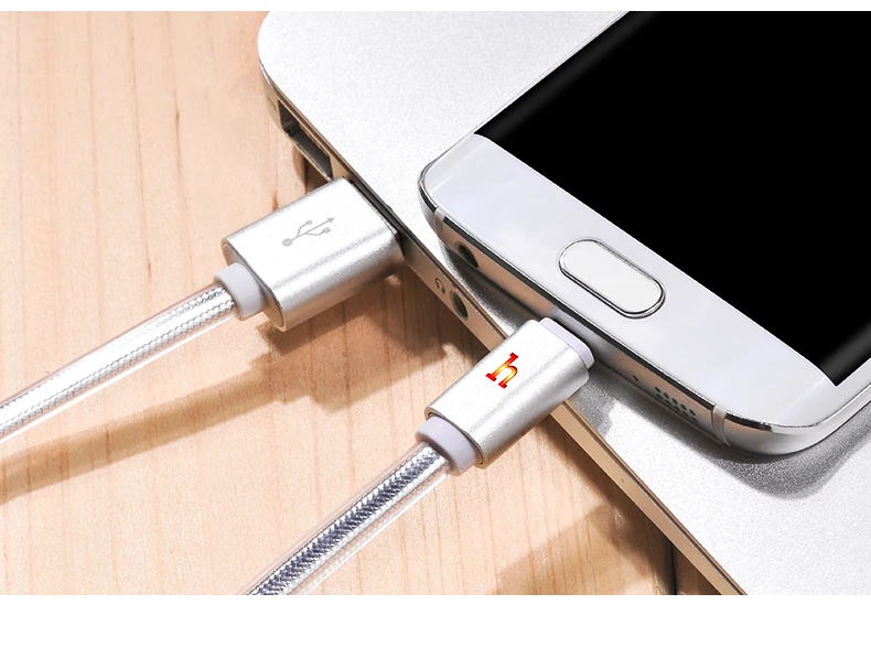 HOCO металлический Плетеный плоский Micro USB кабель светодиодный 2A кабель для быстрой зарядки данных для Xiaomi samsung Android usb зарядный шнур Microusb Новинка