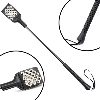 53CM Rivets Paddle Whip PU Leather Sex Whip Flogger Riding Crop Whip Aids Spanking BDSM Paddle Whip Sex Products For Couples 6