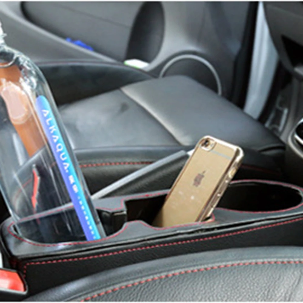 

3 In1 Car Leather Storage Box Car Styling Stowing Tidying Armrest Car Seat Gap Front Center Console Cup Drink Holder Accessories