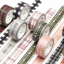 15mm X 5m tela de estilo escocés Washi Tape DIY decoración planificador de colección de recortes cinta adhesiva Cinta adhesiva escolar