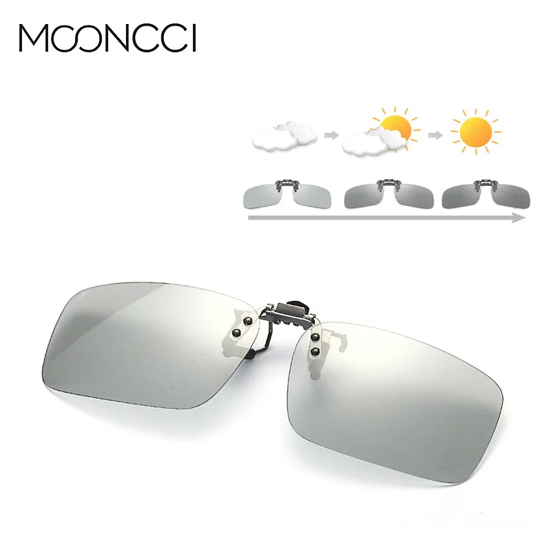 

MOONCCI Men Polarized Photochromic Sunglasses Clip for Day and Night Vision Glasses Driving Myopia Eyeglasses Clip Women Shades