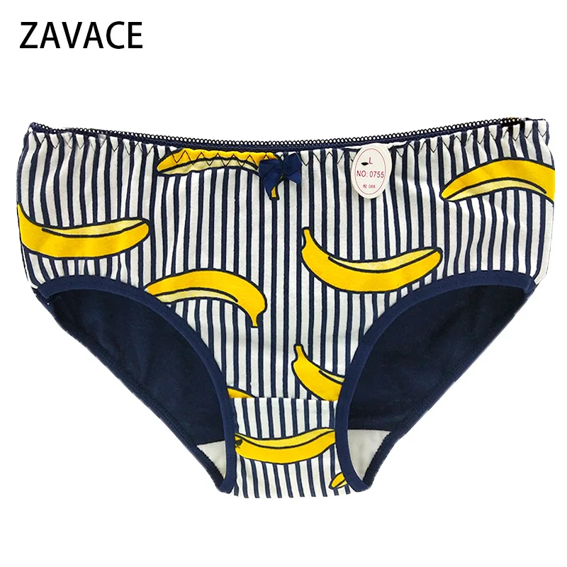 ZAVACE Cotton underwear women cartoon banana printing cute cotton sexy