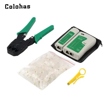 

Ethernet Network Repair Tool Kit 100 Rj45 Modular Plug Crimping Crimper Stripper Punch Down Cable Tester For Rj11 Cat5 Cat6