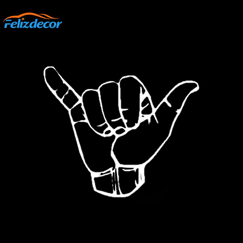 18*15cm Hand Hang Loose Car Vinyl Decor Decals Art Laptop Decal Sticker Sign Language white black L768 - Image 2