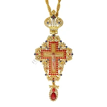 jeweled and enameled pectoral cross chain Jesus crucifix pendants Christian Clergy Pendant Priest Episcopal Orthodox icon