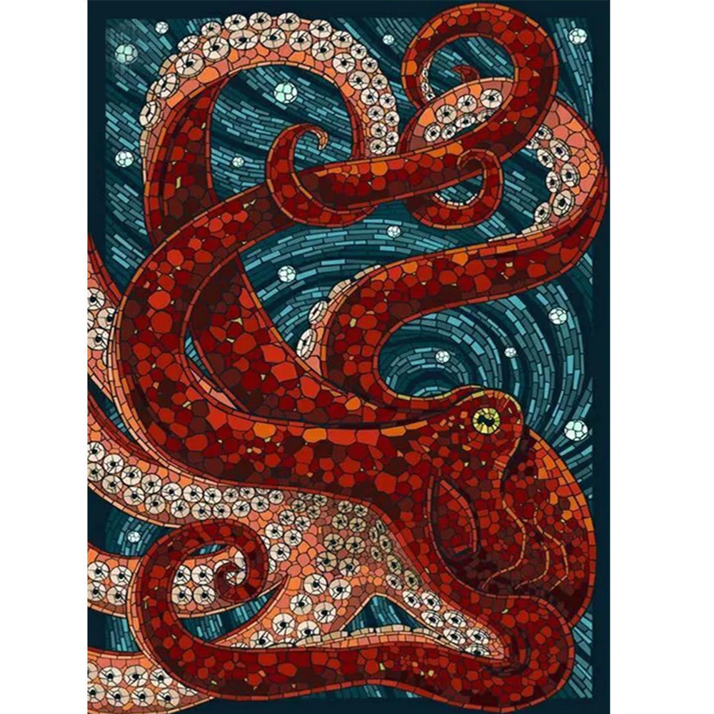Huacan-Diamond-Painting-Animals-Picture-Of-Rhinestones-Full-Square-Diamond-Mosaic-Sets-Diamond-Embroidery-Octopus-Kitchen
