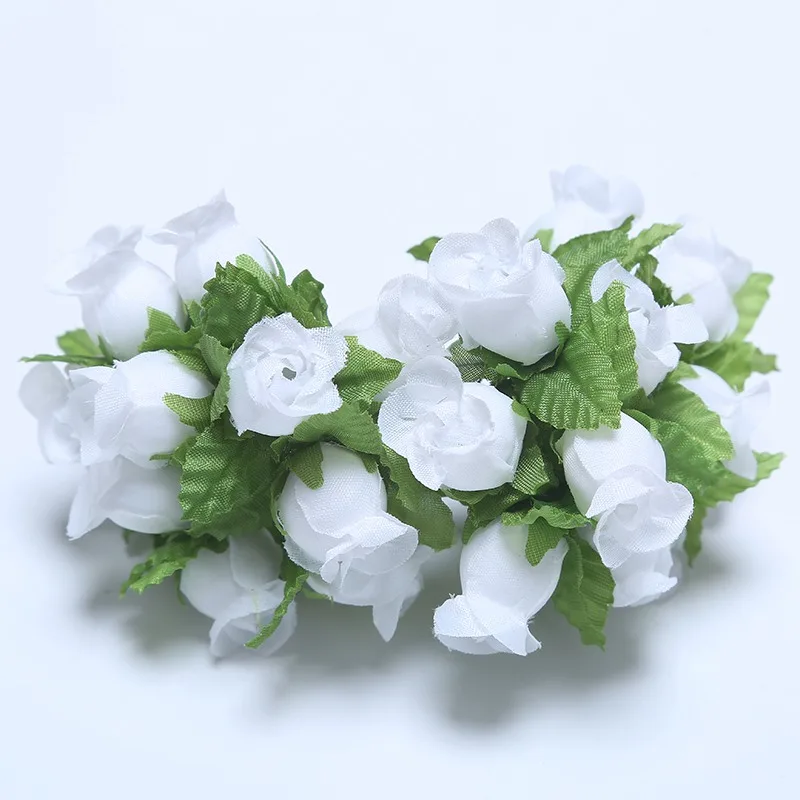 12 шт. маленький искусственный цветок Шелковый букет розы для свадебной вечеринки украшение дома DIY ВЕНОК аксессуары для скрапбукинга - Цвет: White green