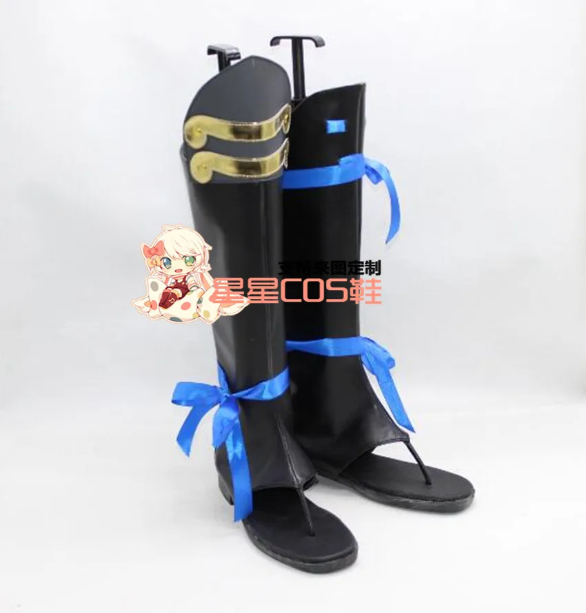 

Koutetsujou no Kabaneri Mumei Hozumi Black Long Cosplay Shoes Boots X002