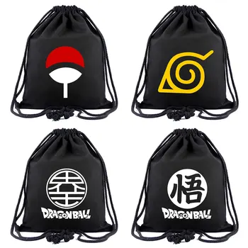 

New Naruto Sasuke Sharingan Dragon ball Women Bagpack Teenagers Schoolbags Men Backpacks Canvas School bag String Drawstring bag