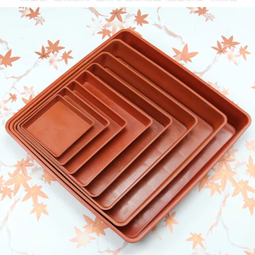 Square flower pots plastic tray base water tray storage brick red