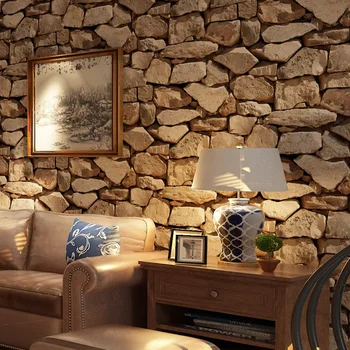 Beibehang 3d Stereo Brick Wallpaper Rock Fake Striped Restaurant Hot Pot Hotel Living Room Background wall 3d Wallpaper roll beibehang wallpaper modern stone brick wallpaper brick wall background wall wallpaper for living room vinyl 3d wallpaper roll