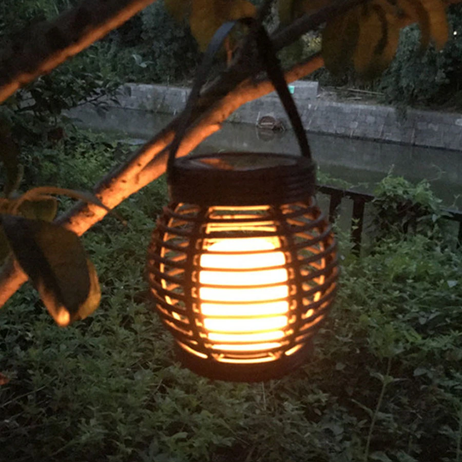 Thrisdar Retro Solar Garden Hanging Lamps Rattan Lantern Solar Flickering Flame Lamps Landscape Patio Pathway Table Lamps Solar Lamps Aliexpress