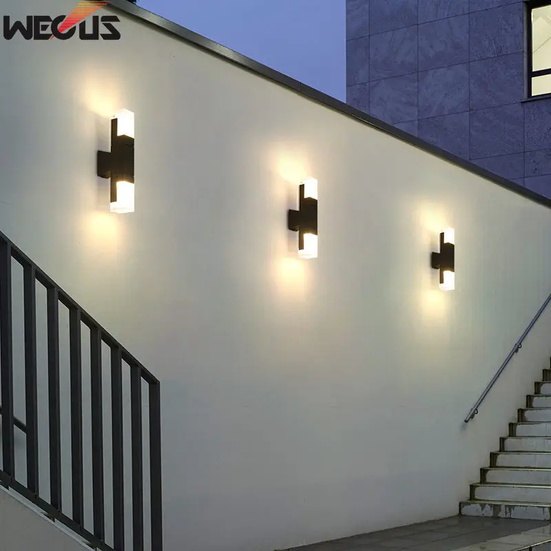 WECUS) литой алюминиевый светодиодный настенный светильник наружный светодиодный настенный светильник вверх и вниз крыльцо огни Led 10 Вт кронштейн лампы