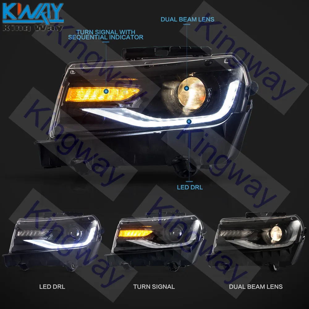 King Way-Pair передний светодиодный проектор фары для Chevrolet Chevy Camaro