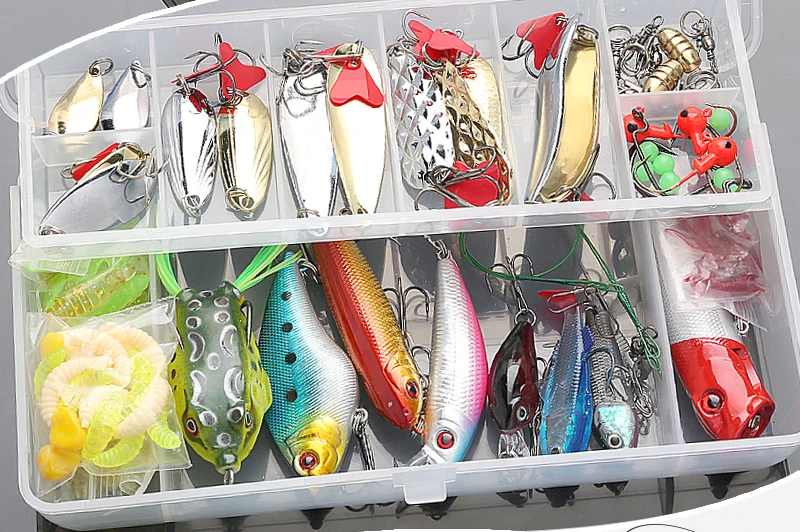 Fishing Lure MinnowPopperWobbler Spoon Metal Lure Soft Bait Fishing Lure Kit Isca Artificial Mixed ColorStyleWeight (4)