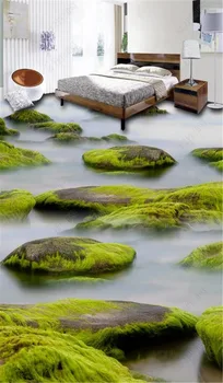 Custom Photo 3d Wallpaper Flowing Water, River, Moss Living Room Bedroom 3D Floor Interior Mural Wallpaper customized 3d wallpaper 3d floor painting wallpaper flame 3d bathroom floor tile in a sitting room 3d living room photo wallpaer