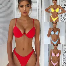 Базовый бикини mujer бандо бандаж женский пуш-ап бикини Мягкий Комплект бразильский купальник пляжная одежда купальник купальный костюм