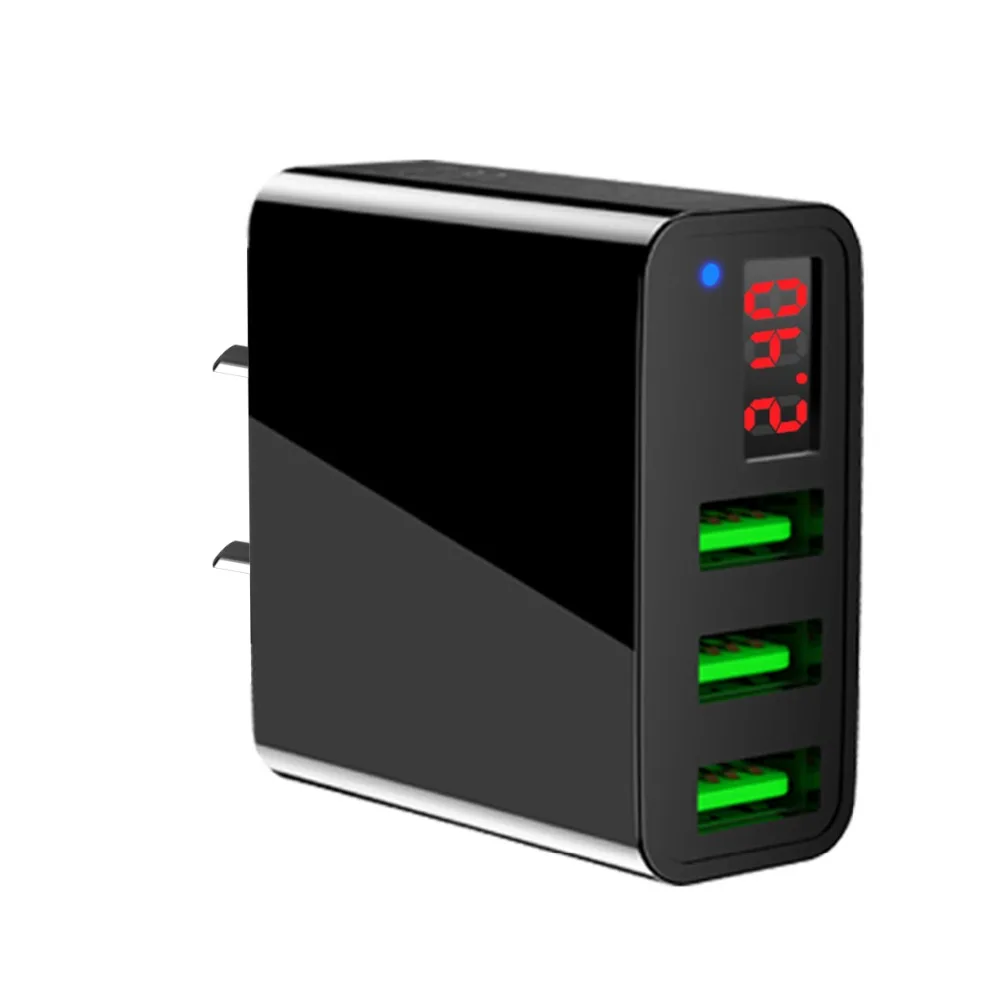 Портативное настенное зарядное устройство для телефона с 3 usb-портами, светодиодный адаптер с разъемом EU/US, умная Быстрая зарядка для iPhone, iPad, samsung, Xiaomi