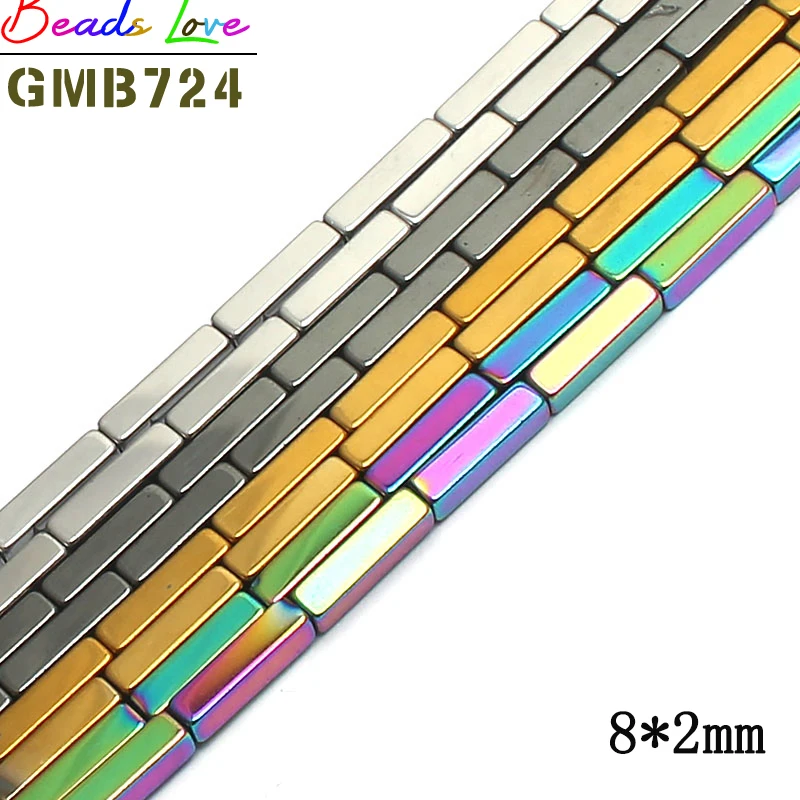 

8*2mm Natural Hematite Stone Cube Square Loose Spacer Beads For Jewelry Making Dyed Color for DIY Bead Bracelet Necklace